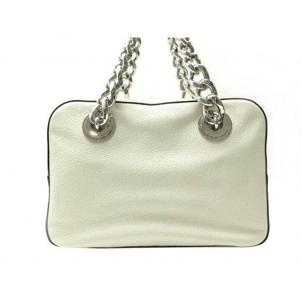 SAC A MAIN PRADA VITELLO DAINO 1BB017 EN CUIR GRAINE BLANC LEATHER HANDBAG 1430€