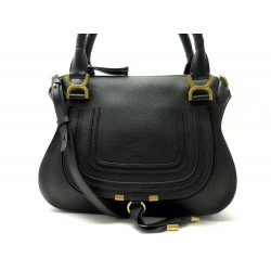 NEUF SAC A MAIN CHLOE MARCIE CHC22AS660I31001 BANDOULIERE CUIR GRAINE NOIR 2050€