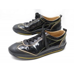 CHAUSSURES LOUIS VUITTON VENCE 40 BASKETS EN CUIR VERNI NOIR SNEAKERS SHOES 820€