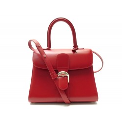 SAC A MAIN DELVAUX BRILLANT MM BANDOULIERE CUIR BOX ROUGE LEATHER HANDBAG 7100€