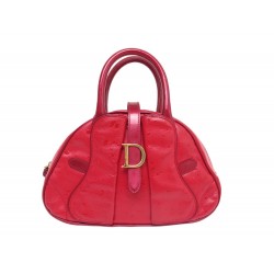 SAC A MAIN CHRISTIAN DIOR DOUBLE SADDLE BOWLER MINI CUIR ROUGE HAND BAG PURSE