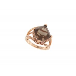 BAGUE MAUBOUSSIN FOU DE TOI 55 OR ROSE 18K QUARTZ FUME DIAMANTS GOLD RING 2400€