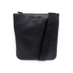 NEUF SACOCHE MONTBLANC MESSENGER 1111340 CUIR GRAINE NOIR BANDOULIERE BAG 340€