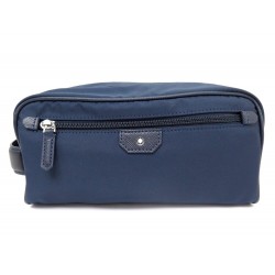 NEUF TROUSSE DE TOILETTE MONTBLANC JET WASH BAG 118387 TOILE BLEUE POUCH 290€