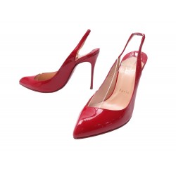 NEUF CHAUSSURES CHRISTIAN LOUBOUTIN KATE SLING 36.5 CUIR VERNIS ROUGE SHOES 700€