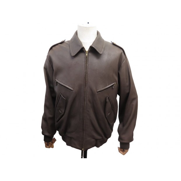 BLOUSON HERMES BOMBER CUIR DE CERF MARRON TAILLE 54 L LEATHER COAT JACKET 10000€