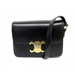 NEUF SAC A MAIN CELINE TRIOMPHE TEEN 188423 EN CUIR NOIR BANDOULIERE PURSE 3200€