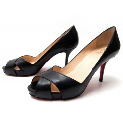 CHAUSSURES CHRISTIAN LOUBOUTIN SHELLEY 90 KID 37.5 CUIR NOIR 