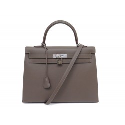 NEUF SAC A MAIN HERMES KELLY II 35 SELLIER CUIR EPSOM ETOUPE BANDOULIERE PURSE