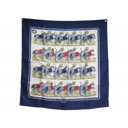 NEUF FOULARD HERMES ECURIES HUGO GRYGKAR SOIE CARRE 90 + BOITE SILK SCARF 495€