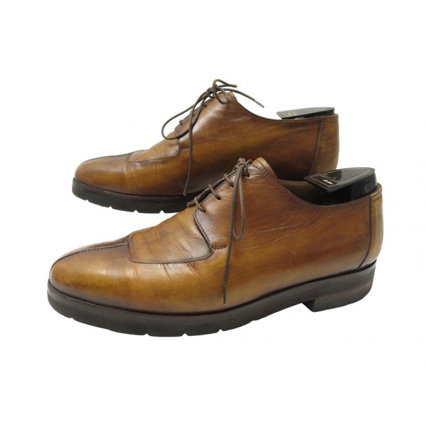 CHAUSSURES BERLUTI 4 OEILLETS SPORT 0507 DERBY 8 42 EN CUIR PATINE SHOES 1700€