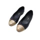 CHAUSSURES CHANEL BALLERINES LOGO CC G02819 37 BICOLORE NOIR DORE SHOES 960€