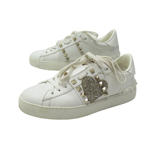 CHAUSSURES VALENTINO BASKETS ROCKSTUD HEART TRA01W2 37 CUIR SNEAKERS SHOES 690€