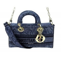 NEUF SAC A MAIN CHRISTIAN DIOR LADY D-JOY MEDIUM DENIM BANDOULIERE HANDBAG 4400€