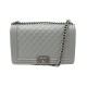 SAC A MAIN CHANEL GRAND BOY CUIR MATELASSE A92193 GRIS BANDOULIERE HANDBAG 6700€