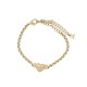 NEUF BRACELET CHANEL COEUR LOGO CC STRASS ABD086 16-25 EN METAL DORE BANGLE 570€