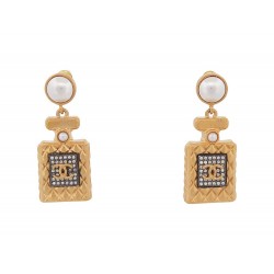 NEUF BOUCLES D'OREILLES CHANEL BOUTEILLE DE PARFUM NUMERO 5 DORE EARRINGS 1040€