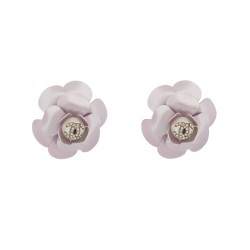 NEUF BOUCLES D'OREILLES CHANEL CAMELIA ET PERLE LOGO CC STRASS NEW EARRINGS 900€