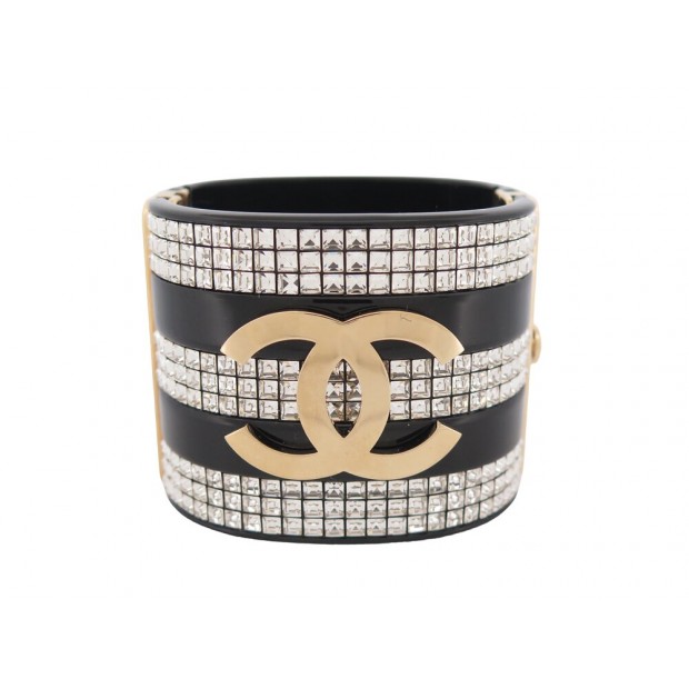 NEUF BRACELET CHANEL MANCHETTE ABC337 METIERS D'ART 2024 LOGO CC STRASS BANGLE