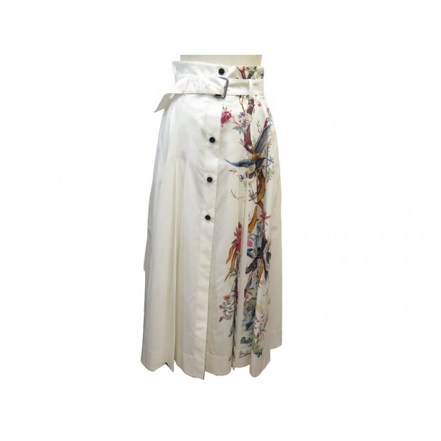 NEUF JUPE CHRISTIAN DIOR JUPE PLISSEE A MOTIF OISEAUX ET FLEURS 38 M SKIRT 4800€