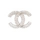 NEUF BROCHE CHANEL LOGO CC STRASS EN METAL ARGENTE SILVERED STEEL BROOCH 750€