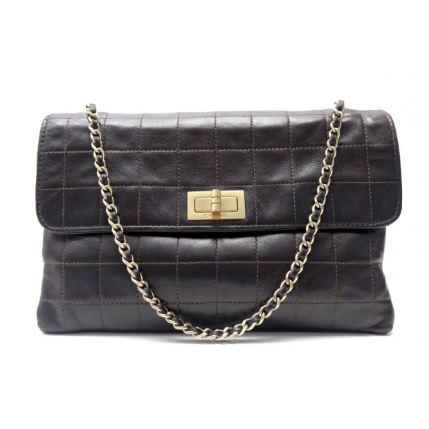 SAC A MAIN CHANEL CHOCOLATE BAR FERMOIR 2.55 A14552 BANDOULIERE EN CUIR 7000€