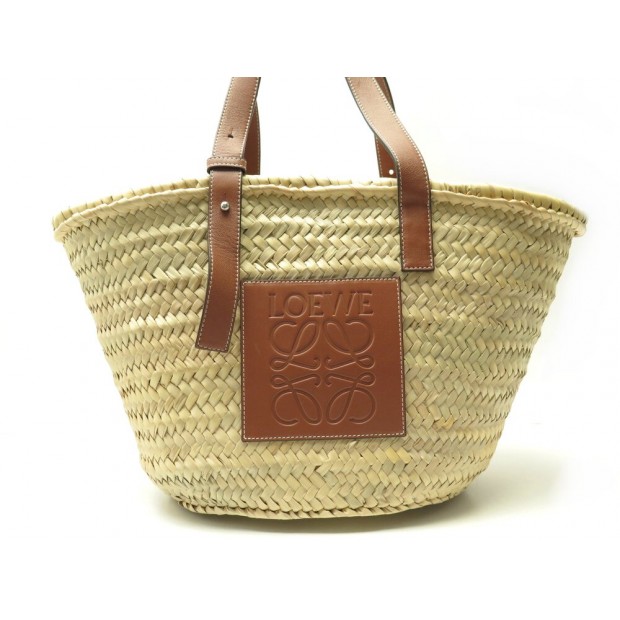 NEUF SAC A MAIN LOEWE PANIER 327.02.S92 45 CABAS EN FIBRE DE PALMIER BEIGE 500€