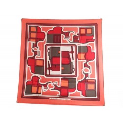 FOULARD HERMES LES COUPES 1ERE EDITION 1970 CARRE EN SOIE ROUGE SCARF 350€