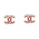 NEUF BOUCLES D'OREILLES CHANEL PUCES LOGO CC STRASS & EMAIL ROSE EARRINGS 700€