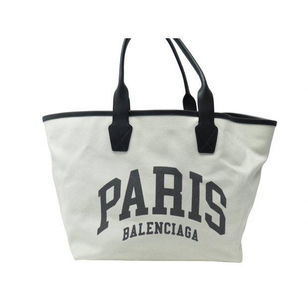 SAC A MAIN BALENCIAGA CABAS CITY PARIS 689271 EN TOILE ECRU TOTE BAG PURSE 950€