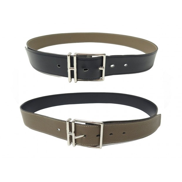 CEINTURE HERMES NATHAN 32 MM T95 REVERSIBLE CUIR BOX BLEU TOGO ETOUPE BELT 830€