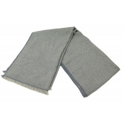 NEUF ECHARPE LORO PIANA MOTIF CHEVRONS BABY CACHEMIRE GRIS CASHMERE SCARF 790€