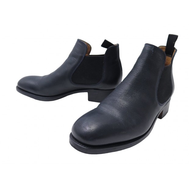 CHAUSSURES JM WESTON BOTTINE BASSE 729 CHELSEA 6D 40 CUIR BLEU BOOTS SHOES 465€