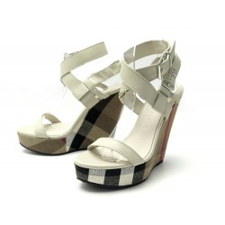 CHAUSSURES BURBERRY GOLDFINCH CHECK-WEDGE 39 TALONS COMPENSES TARTAN SHOES 790€