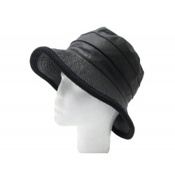 CHAPEAU MOTSCH POUR HERMES BOB TAILLE 56 MIXTE CUIR NOIR BLACK LEATHER HAT 600€