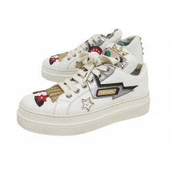 CHAUSSURES PRADA SNEAKERS ROBOT 1E268L BASKETS 36.5 CUIR BLANC BOITE SHOES 890€