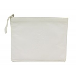 TROUSSE CHANEL POCHETTE CAMELIA ET LOGO CC EN CUIR BLANC + BOITE POUCH BAG 1550€