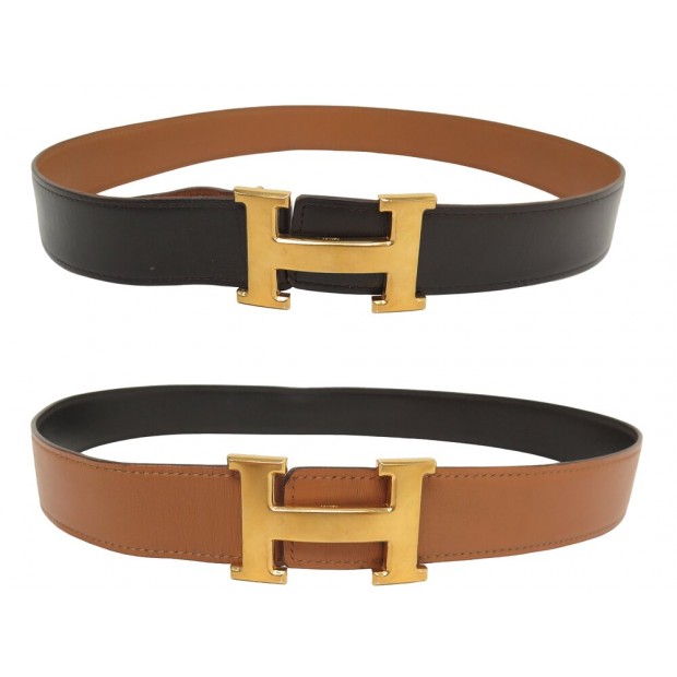 VINTAGE CEINTURE HERMES BOUCLE H 32MM CUIR REVERSIBLE BOX 70 LEATHER BELT 755€