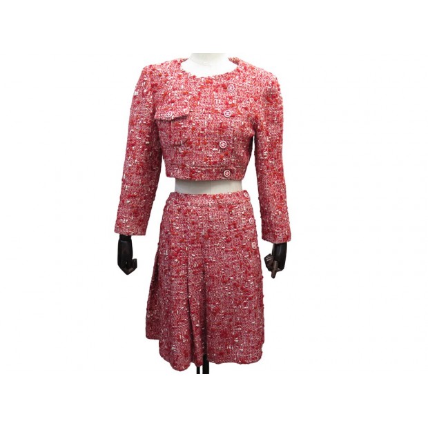 VINTAGE ENSEMBLE CHANEL TAILLEUR VESTE + JUPE LAINE 40 M WOOL SKIRT SET 10200€