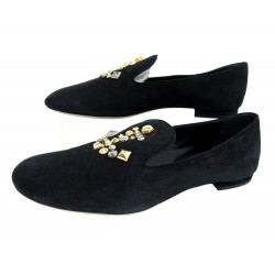 NEUF CHAUSSURES LOUIS VUITTON MOTIF ANCRE CLOUTE 39 DAIM BLACK SUEDE SHOES 850€