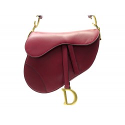 SAC A MAIN CHRISTIAN DIOR SADDLE M0455CBAA CUIR BORDEAUX LEATHER HANDBAG 3800€