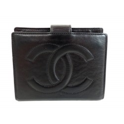 PORTEFEUILLE PORTE MONNAIE CHANEL EN CUIR NOIR LOGO CC BILLFOLD WALLET 660€