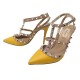 NEUF CHAUSSURES VALENTINO ROCKSTUD ESCARPINS 39 CUIR JAUNE VIEUX ROSE SHOES 950€