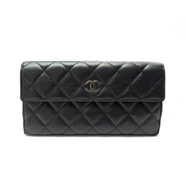 PORTEFEUILLE CHANEL TIMELESS LOGO CC EN CUIR MATELASSE NOIR PORTE MONNAIE 1140€