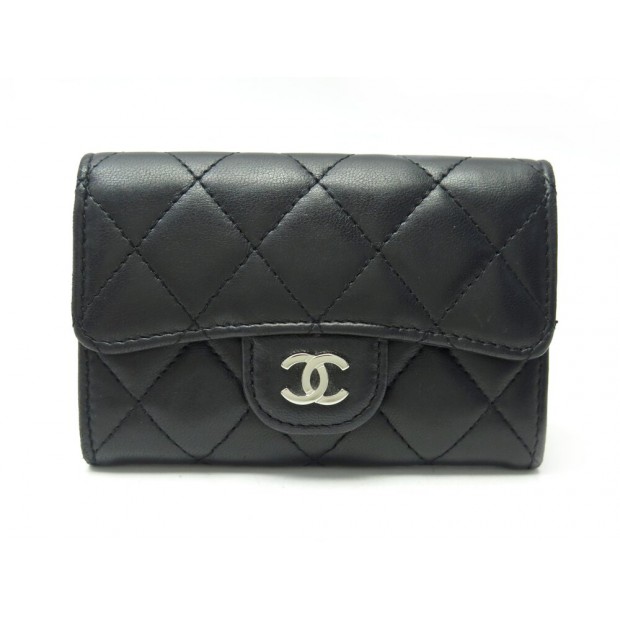 PORTE MONNAIE CHANEL PORTE CARTES A RABAT CLASSIQUE TIMELESS CUIR MATELASSE 600€