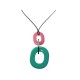 NEUF COLLIER HERMES KARA PENDENTIF CORNE LAQUE TRICOLORE VERT ROSE NECKLACE 390€