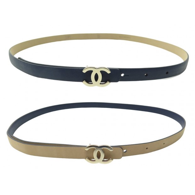 NEUF CEINTURE CHANEL LIEN REVERSIBLE BOUCLE LOGO CC EN CUIR T 80 NEW BELT 1250€