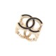 NEUF BAGUE CHANEL CUBE LOGO CC 54 METAL DORE ET LAQUE NOIRE STEEL NEW RING 600€