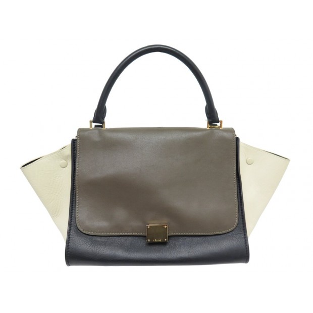 SAC A MAIN CELINE TRAPEZE MOYEN MODELE CUIR TRICOLORE BANDOULIERE HAND BAG 2500€