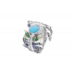 NEUF BAGUE LALIQUE PAON T 51 EN OR 108 PIERRES TURQUOISE DIAMANTS SAPHIRS 6500€